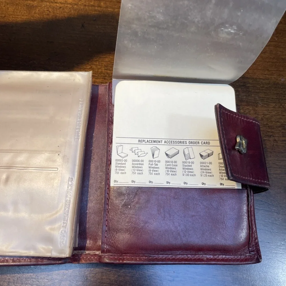 VTG Rolfs Wallet Men's Cowhide Wine Burgundy Cards Photos NOS 5